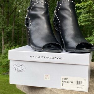 Steve Madden Black Heeled Boots with Studded Accents